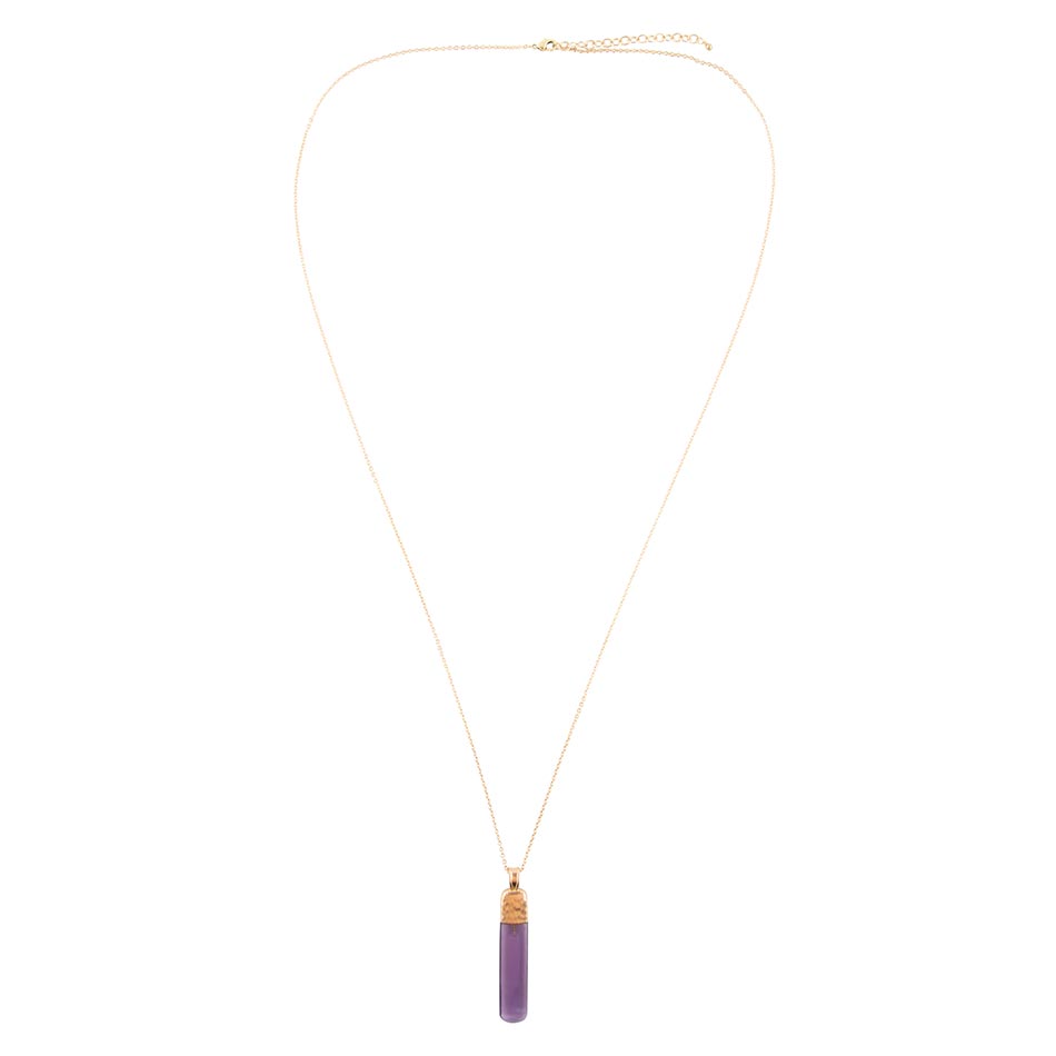 Straightaway Purple Amethyst Golden Necklace