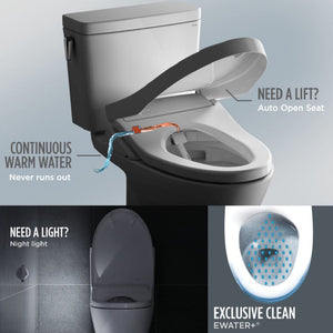[SW4736AT40#01] TOTO S7A Washlet Elongated Bidet Toilet Seat With EWater And Auto Open/Close Contemporary Lid (SAK54823)
