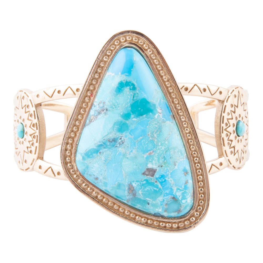 Tulum Blue Turquoise Golden Cuff Bracelet