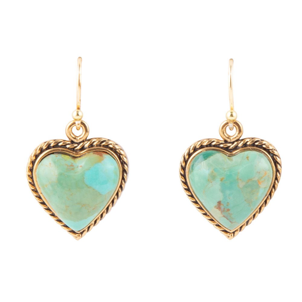 Blue Turquoise Rope My Heart and Golden Earrings