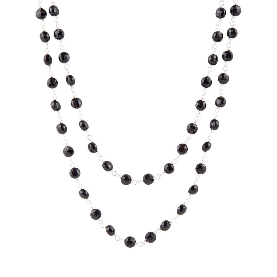 Two Row Onyx and Sterling Silver Necklace