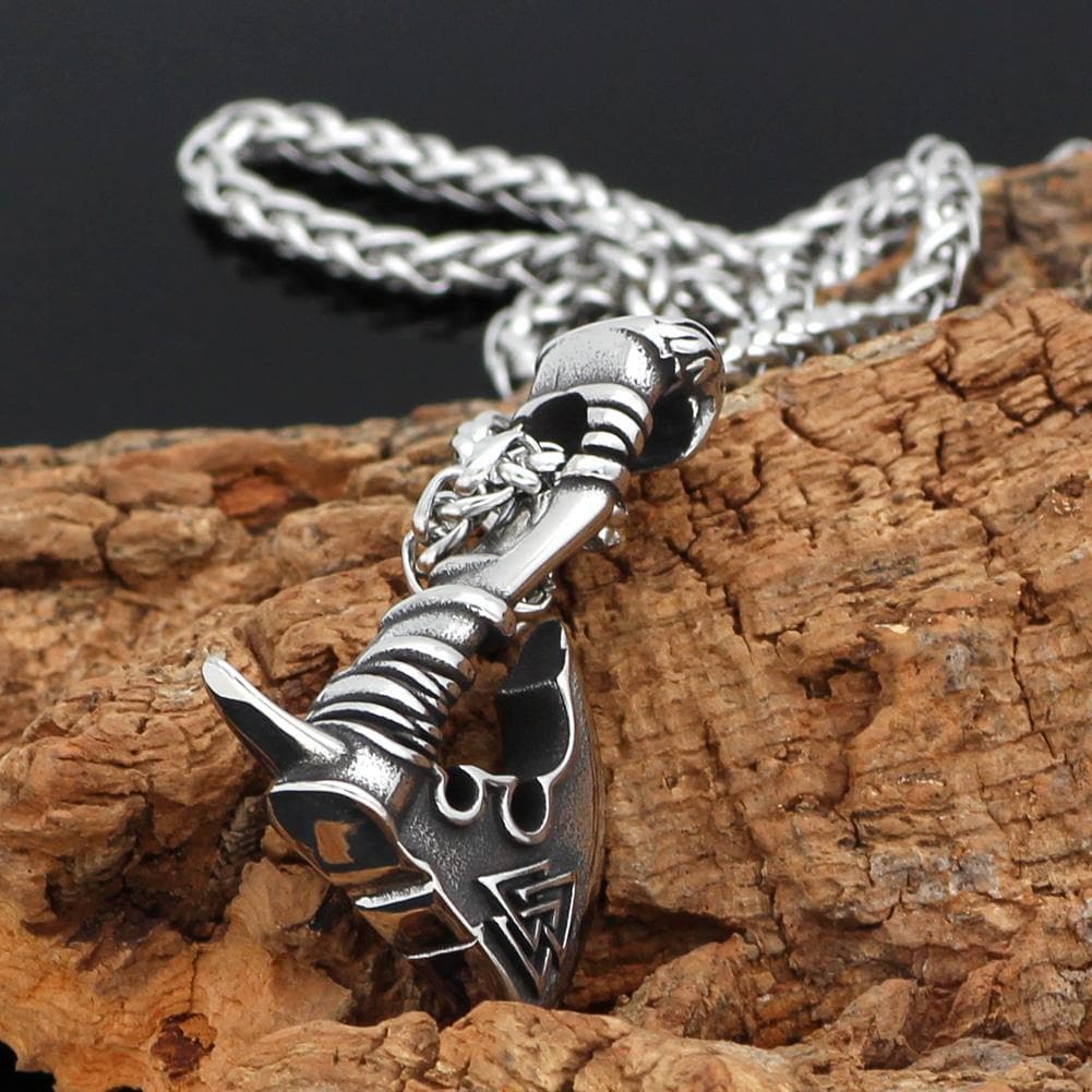 Vikings Axe and Valknut Stainless Steel Necklace