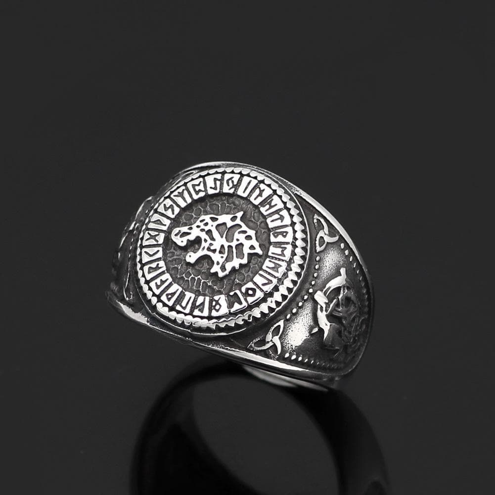 Vikings Wolf Rune Triquetra Stainless Steel Ring