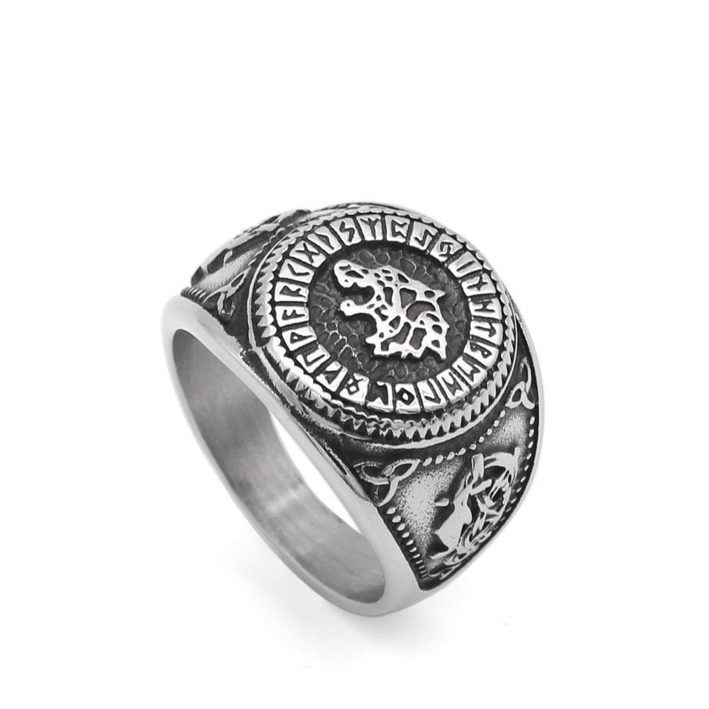 Vikings Wolf Rune Triquetra Stainless Steel Ring
