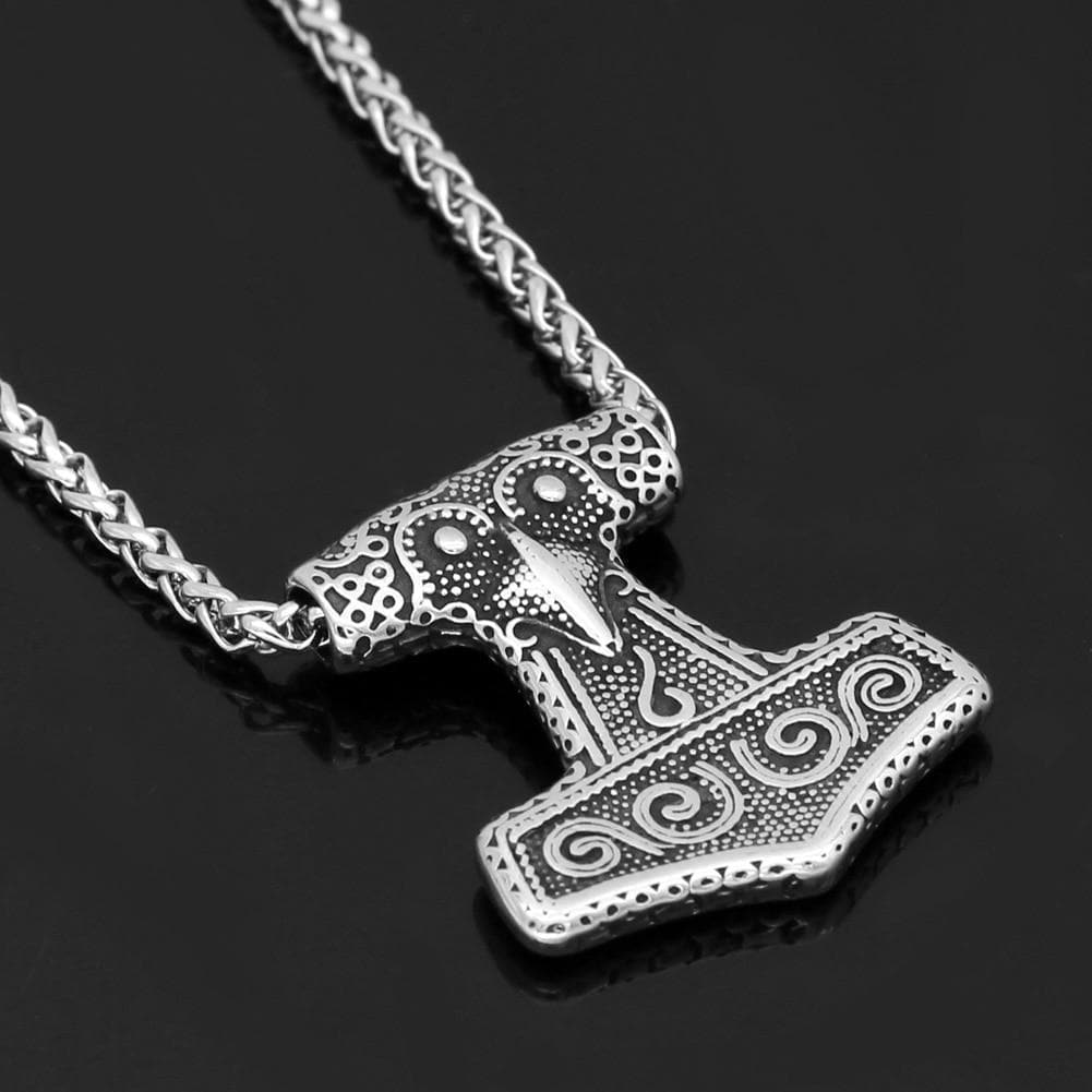 Viking Raven Mjolnir Necklace