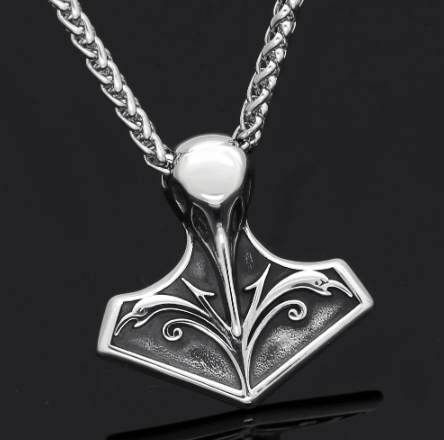 Vikings Raven Mjolnir Pendant Necklace