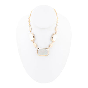 White Mother of Pearl and Golden Bronze Statement Necklace