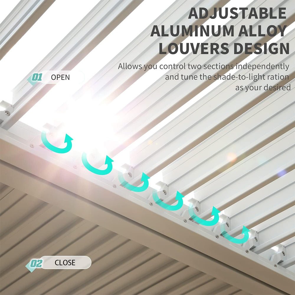 [12x20FT] Outdoor Hardtop Louvered Pergola With Adjustable Aluminum Rainproof Roof (97418625)