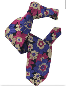 7 fold Red & Blue Floral Tie