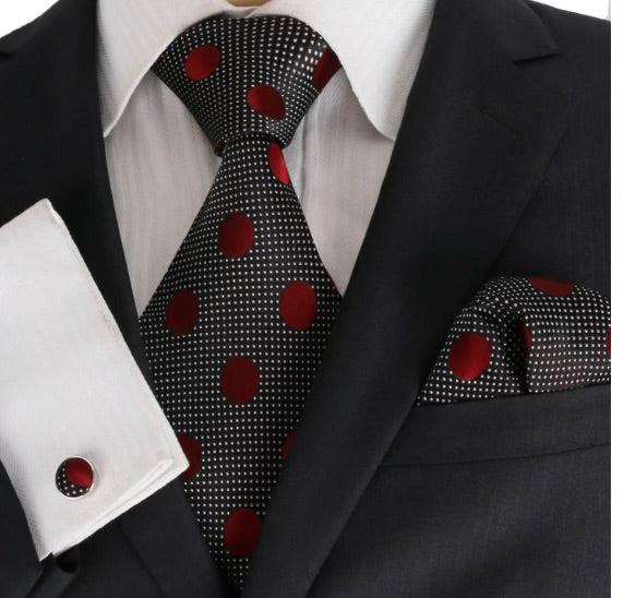 Black & Red Polka Dot Silk Tie